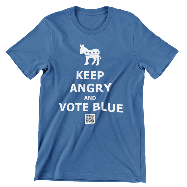 KEEP ANGRY AND VOTE BLUE QR Code Voter Registration Election 2020 Unisex T-Shirt - Aggrovist Apparel