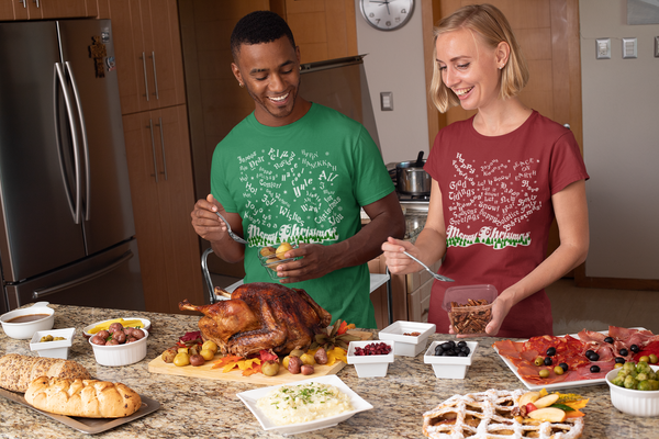 Merry Christmas Snowfall in all the Greetings! Green Unisex T-Shirt - Aggrovist Apparel